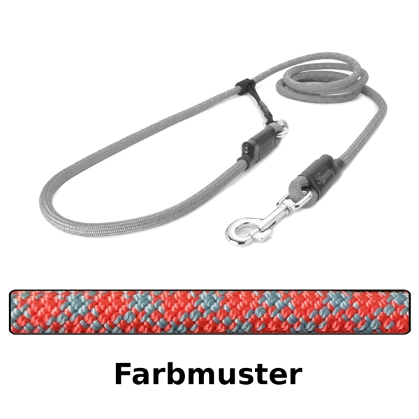 EASYLONG Hundeleine - L - 2,5m - rot und graue Kreuze